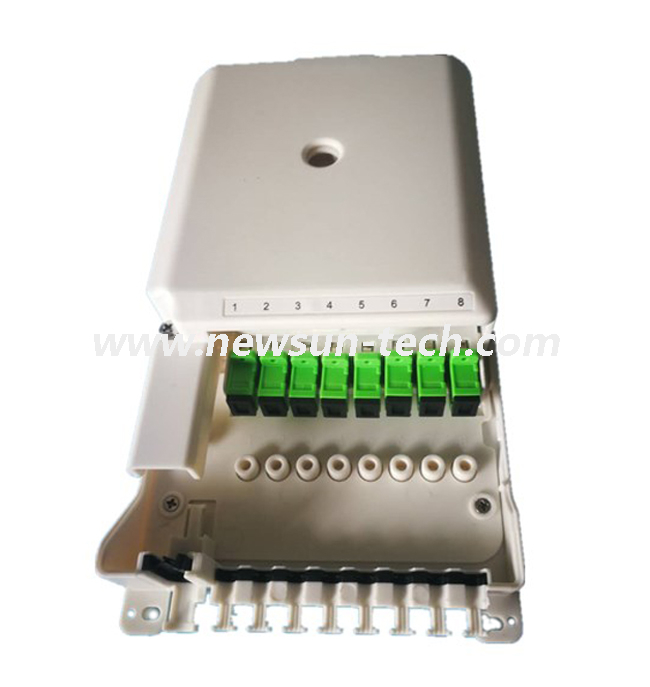 Caja de terminales de fibra óptica NSTB-F8T 8 Puerto FTTH FTTH con divisor